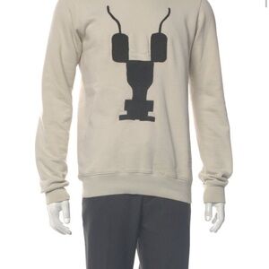 Rick Owens Beige Sweater with Black Graphic